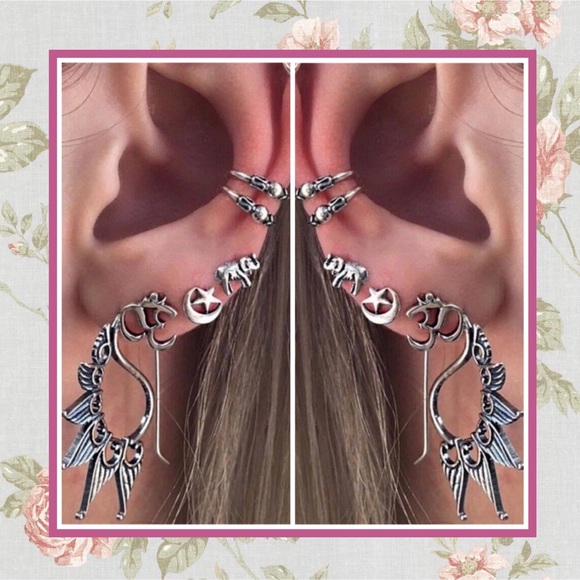 ๐ 14PC CELTIC EARRINGS BOHEMIAN TRIBAL BOHO CHIC MOON BEAD SILVER HOOPS GYPSY - Picture 3 of 10